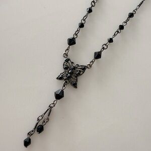 Black Butterfly Y Shaped Necklace